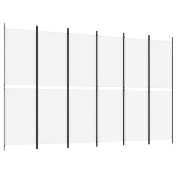 vidaXL 6-Panel Room Divider White 300x200 cm Fabric