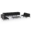 vidaXL 9 Piece Garden Lounge Set with Cushions Poly Rattan Dark Grey