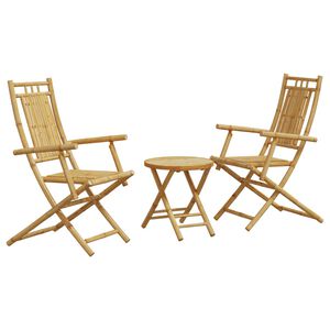 vidaXL Bistro Set | Natural Bamboo | Bamboo | Compact | Foldable | Bistro Set