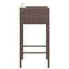 vidaXL Bar Stools 2 pcs with Cushions Brown Poly Rattan