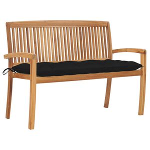 vidaXL Stacking Garden Bench with Cushion 128,5 cm Solid Teak Wood