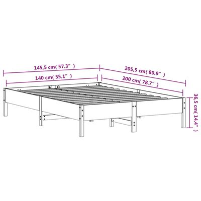 vidaXL Bed Frame White 140x200 cm Solid Wood Pine