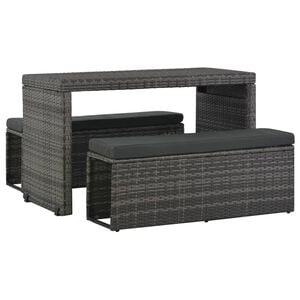 vidaXL Sofa Set | Grey | PE Rattan | 3 Piece Set | Durable
