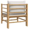 vidaXL Garden Sofa with Light Grey Cushions Bamboo