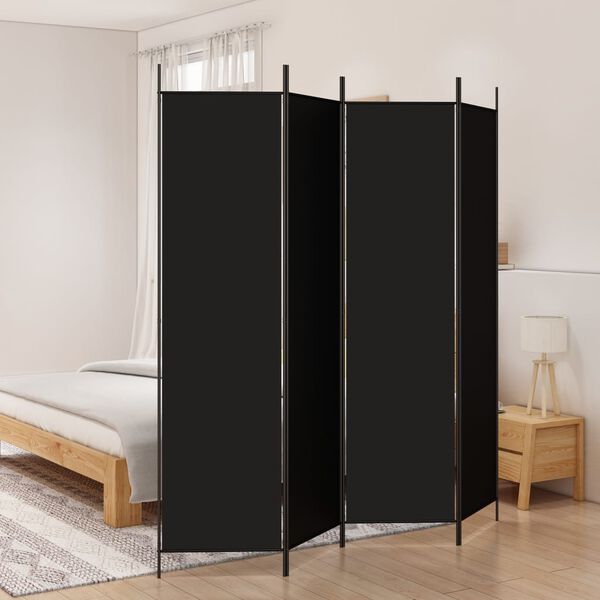 vidaXL 4-Panel Room Divider Black 200x200 cm Fabric