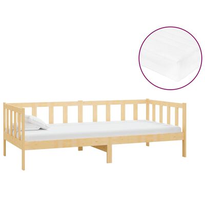vidaXL Day Bed with Mattress 90x200 cm Solid Wood Pine