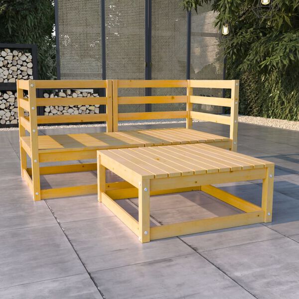 vidaXL 3 Piece Garden Lounge Set Solid Wood Pine