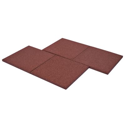 vidaXL Fall Protection Tiles 6 pcs Rubber 50x50x3 cm Red