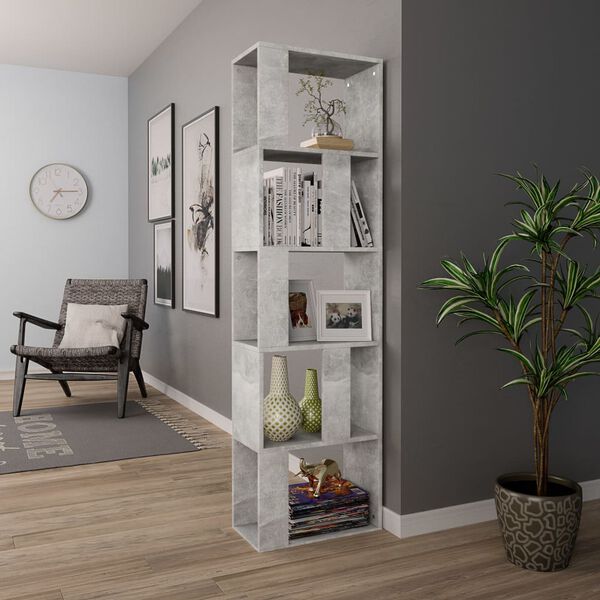 vidaXL Book Cabinet/Room Divider Concrete Grey 45x24x159 cm Engineered Wood