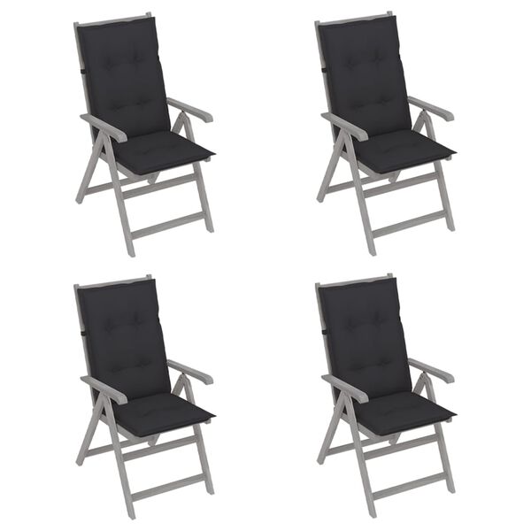 vidaXL Garden Reclining Chairs 4 pcs with Cushions Solid Acacia Wood