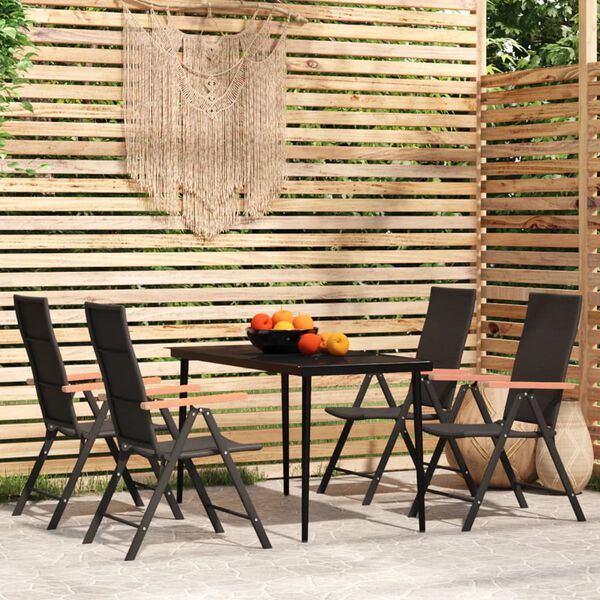 vidaXL 5 Piece Garden Dining Set Black
