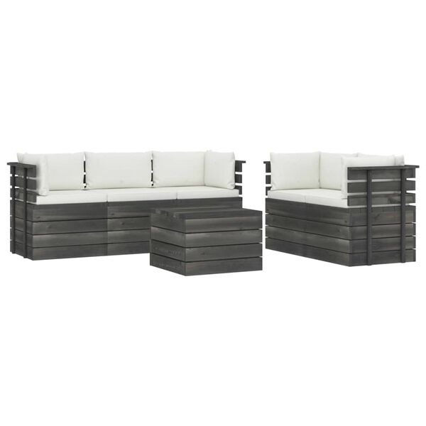 vidaXL 6 Piece Garden Pallet Lounge Set with Cushions Solid Pinewood