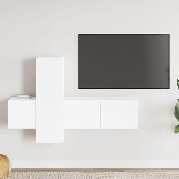 vidaXL 3 Piece TV Cabinet Set White Engineered Wood