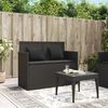 vidaXL Garden Bench with Cushions Black Poly Rattan