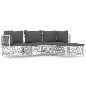 vidaXL Garden Lounge Set | White and Dark Grey