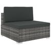 vidaXL Sectional Middle Seat 1 pc with Cushions Poly Rattan Grey