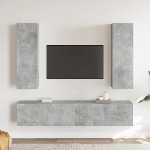 vidaXL 4 Piece TV Cabinet Set Concrete Grey Engineered Wood