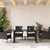 vidaXL Garden Table with Glass Top Black 190x80x74 cm Poly Rattan