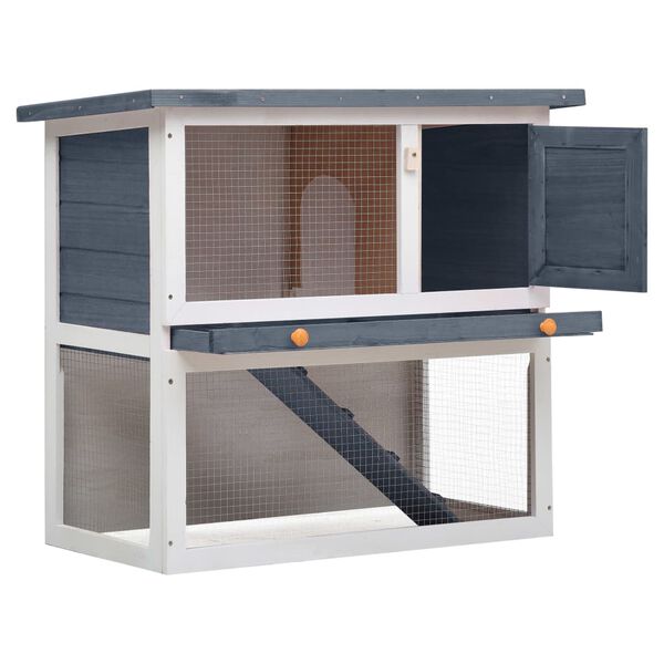 vidaXL Outdoor Rabbit Hutch Door Grey Wood