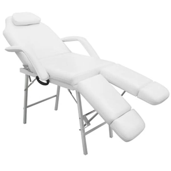 vidaXL Portable Facial Treatment Chair Faux Leather 185x78x76 cm White
