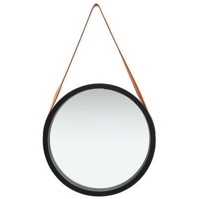 vidaXL Wall Mirror with Strap 50 cm Black
