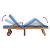 vidaXL Sun Lounger with Cushion Solid Teak Wood Blue