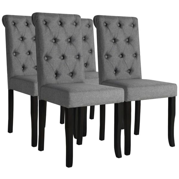 vidaXL Dining Chairs 4 pcs Dark Grey Fabric