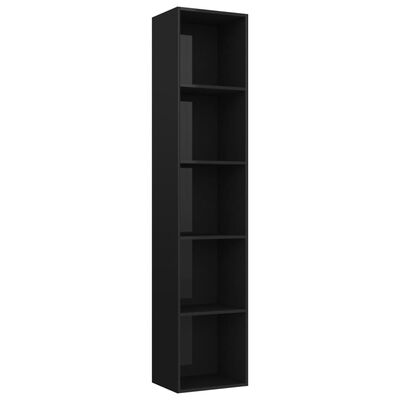 vidaXL Book Cabinet High Gloss Black 40x30x189 cm Engineered Wood