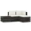 vidaXL 4 Piece Garden Lounge Set with Cushions Grey Impregnated Wood