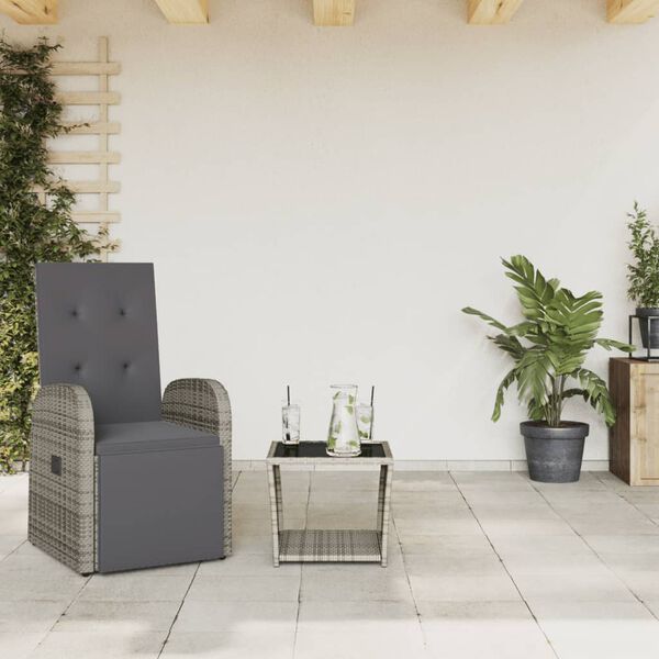 vidaXL 2 Piece Garden Dining Set with Cushions Grey Poly Rattan