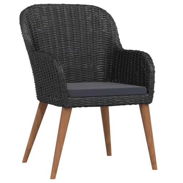 vidaXL 7 Piece Garden Dining Set with Cushions Black