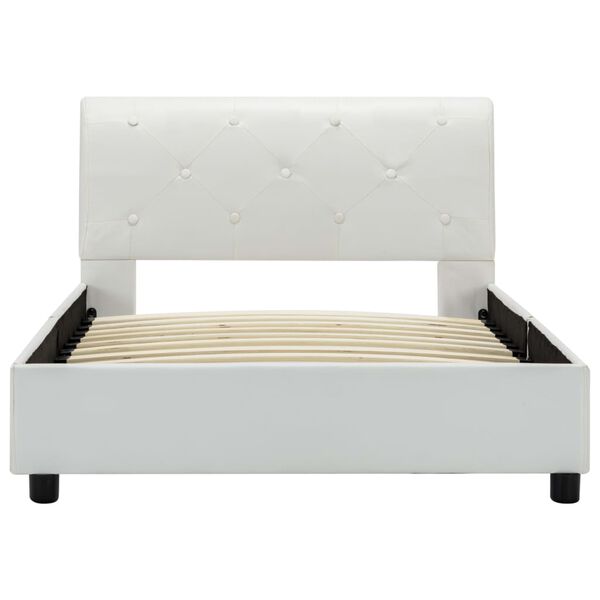 vidaXL Bed Frame without Mattress White Faux Leather 90x200 cm