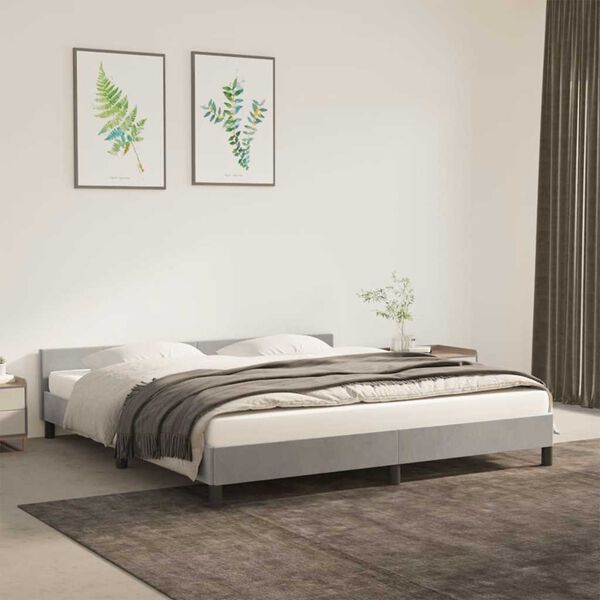 vidaXL Bed Frame without Mattress Light Grey 180x200 cm Super King Velvet