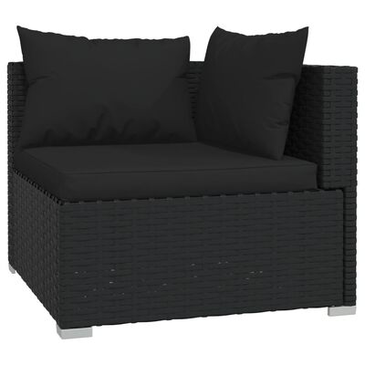 vidaXL 10 Piece Garden Lounge Set with Cushions Black Poly Rattan