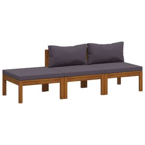 vidaXL 3 Piece Garden Lounge Set with Cushion Solid Acacia Wood