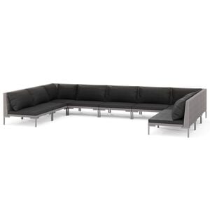vidaXL 9 Piece Garden Lounge Set with Cushions Poly Rattan Dark Grey