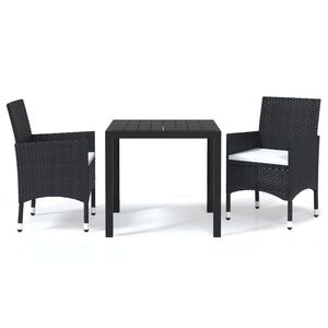 vidaXL Dining Set | Black | PE rattan, WPC, Aluminium, Steel, Polyester | Medium