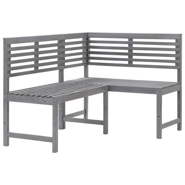vidaXL Garden Corner Bench Grey 140 cm Solid Acacia Wood