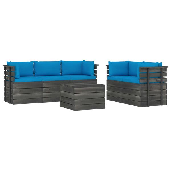 vidaXL 6 Piece Garden Pallet Lounge Set with Cushions Solid Pinewood