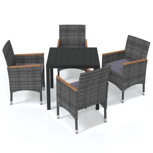 vidaXL Dining Set | Grey, Dark Grey, Black, Natural Wood