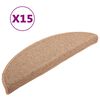vidaXL Stair Mats 15 pcs 65x21x4 cm Light Brown Half Round Large