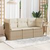 vidaXL 3 Piece Garden Sofa Set with Cushions Beige Poly Rattan