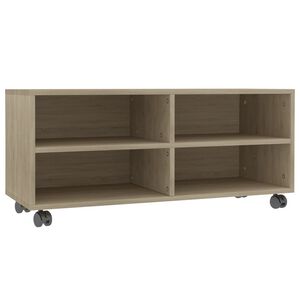 vidaXL Tv Cabinet | Sonoma oak | Engineered wood | Compact | Lockable wheels