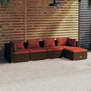 vidaXL 5 Piece Garden Lounge Set with Cushions Poly Rattan Brown