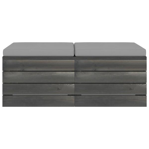 vidaXL Garden Pallet Ottomans 2 pcs with Cushions Solid Pinewood