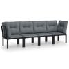 vidaXL 4 Piece Garden Lounge Set Black and Grey Poly Rattan