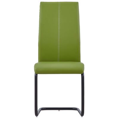 vidaXL Cantilever Dining Chairs 4 pcs Green Faux Leather