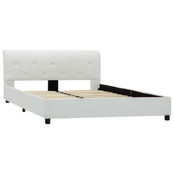 vidaXL Bed Frame without Mattress White Faux Leather 140x200 cm
