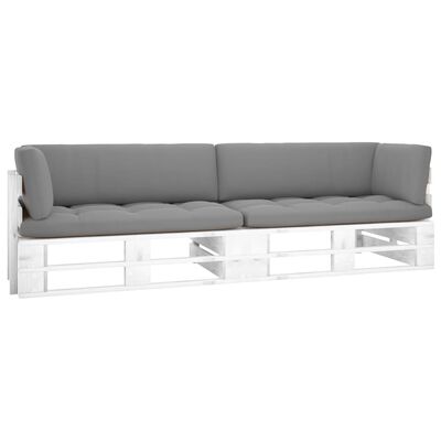 vidaXL 2-Seater Pallet Sofa with Cushions White Impregnated Pinewood