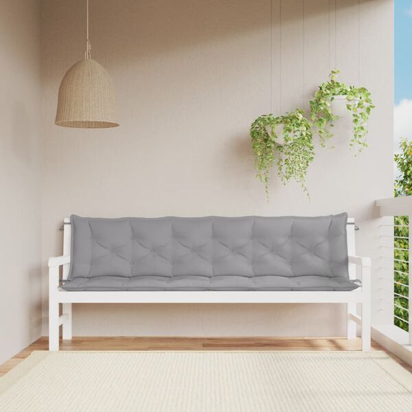vidaXL Garden Bench Cushions 2pcs Grey 200x50x7cm Oxford Fabric